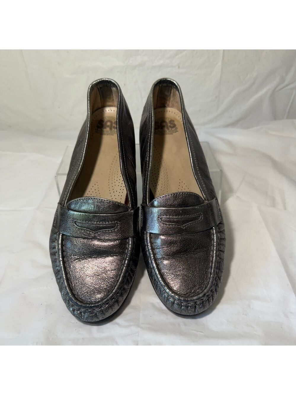 SAS Wink Tripad Pewter Leather Loafers Size 8